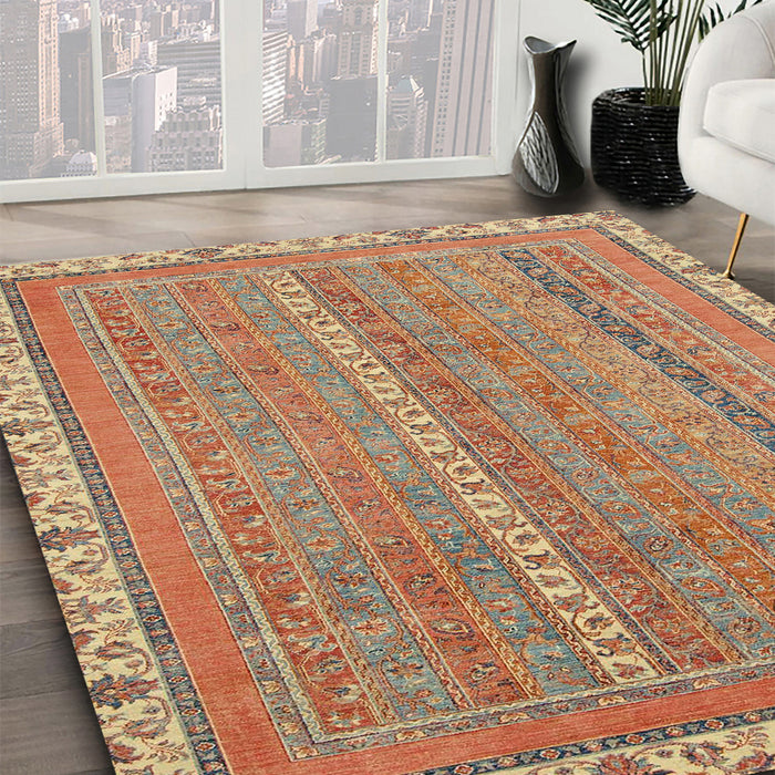 Machine Washable Abstract Red Rug in a Family Room, wshabs2696