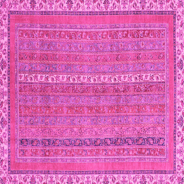 Square Machine Washable Abstract Pink Modern Rug, wshabs2696pnk
