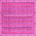 Square Machine Washable Abstract Pink Modern Rug, wshabs2696pnk