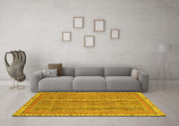 Machine Washable Abstract Yellow Modern Rug, wshabs2696yw