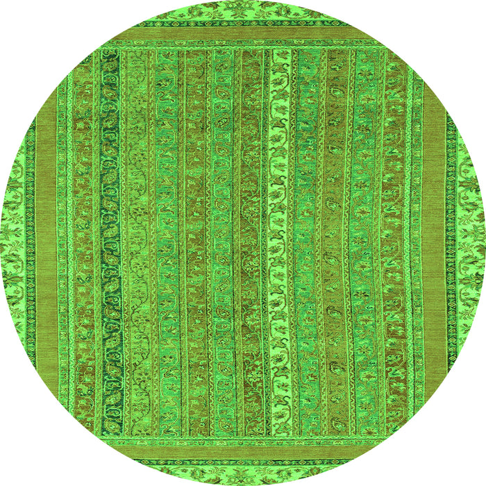 Round Machine Washable Abstract Green Modern Area Rugs, wshabs2696grn