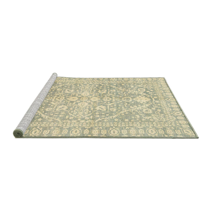 Sideview of Machine Washable Abstract Olive Green Rug, wshabs2697