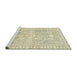 Sideview of Machine Washable Abstract Olive Green Rug, wshabs2697
