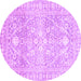 Round Machine Washable Oriental Purple Traditional Area Rugs, wshabs2697pur