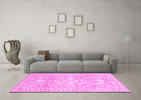 Machine Washable Oriental Pink Traditional Rug, wshabs2697pnk