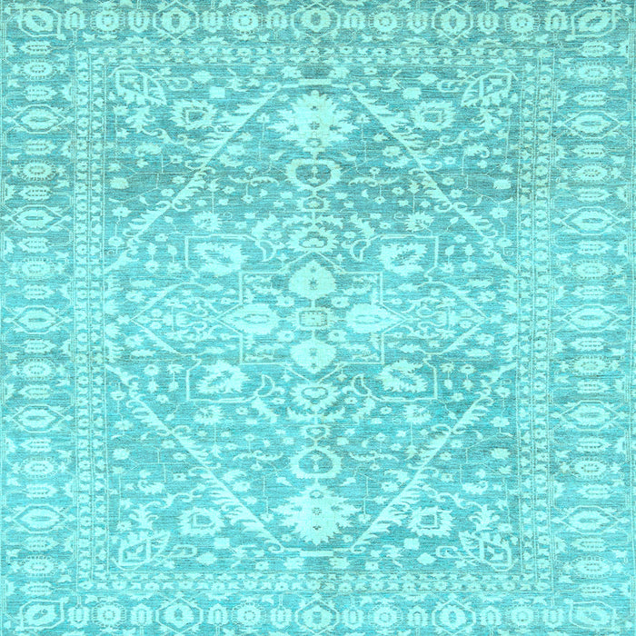 Square Machine Washable Oriental Light Blue Traditional Rug, wshabs2697lblu