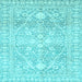 Square Machine Washable Oriental Light Blue Traditional Rug, wshabs2697lblu