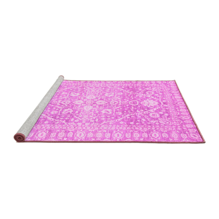 Sideview of Machine Washable Oriental Pink Traditional Rug, wshabs2697pnk