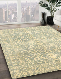 Machine Washable Abstract Olive Green Rug in a Family Room, wshabs2697