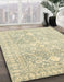 Machine Washable Abstract Olive Green Rug in a Family Room, wshabs2697