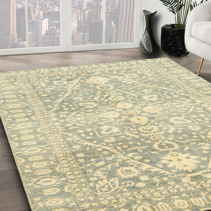 Machine Washable Abstract Olive Green Rug in a Family Room, wshabs2697