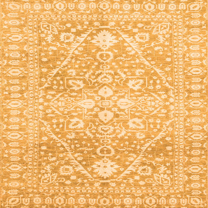Square Machine Washable Oriental Orange Traditional Area Rugs, wshabs2697org