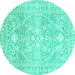 Round Oriental Turquoise Traditional Rug, abs2697turq