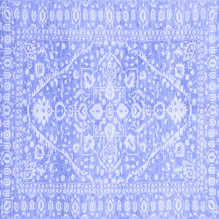 Square Machine Washable Oriental Blue Traditional Rug, wshabs2697blu
