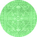 Round Oriental Emerald Green Traditional Rug, abs2697emgrn