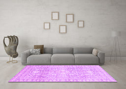 Machine Washable Oriental Purple Traditional Area Rugs in a Living Room, wshabs2697pur
