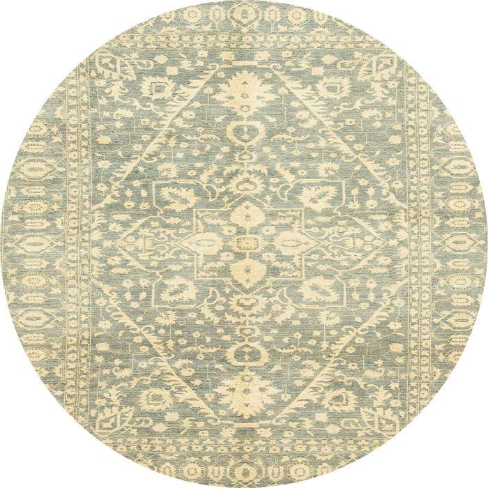 Round Abstract Olive Green Oriental Rug, abs2697