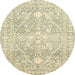 Round Abstract Olive Green Oriental Rug, abs2697