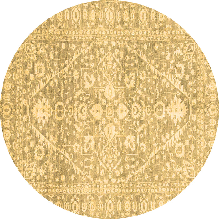 Round Oriental Brown Traditional Rug, abs2697brn