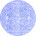 Round Machine Washable Oriental Blue Traditional Rug, wshabs2697blu