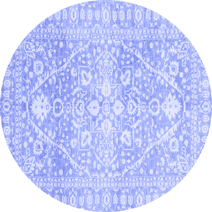 Round Oriental Blue Traditional Rug, abs2697blu