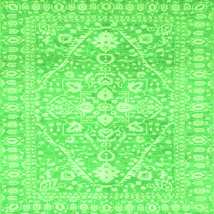 Square Machine Washable Oriental Green Traditional Area Rugs, wshabs2697grn