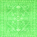 Square Machine Washable Oriental Green Traditional Area Rugs, wshabs2697grn