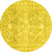 Round Oriental Yellow Traditional Rug, abs2697yw