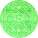 Round Oriental Green Traditional Rug, abs2697grn