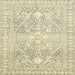 Square Machine Washable Abstract Olive Green Rug, wshabs2697