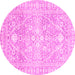 Round Machine Washable Oriental Pink Traditional Rug, wshabs2697pnk