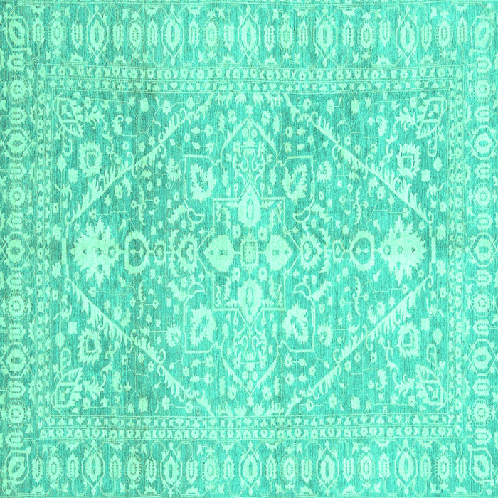 Square Machine Washable Oriental Turquoise Traditional Area Rugs, wshabs2697turq