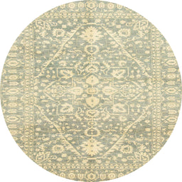Round Machine Washable Abstract Olive Green Rug, wshabs2697