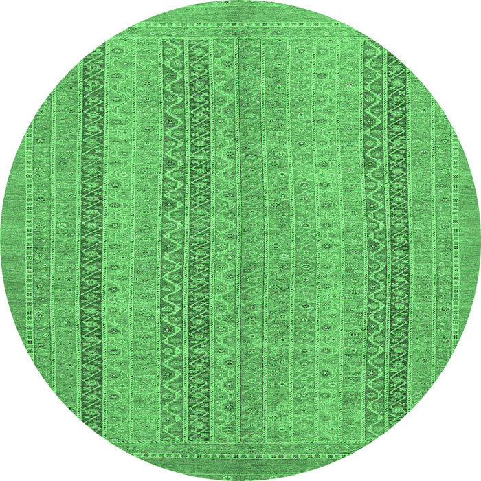 Round Abstract Emerald Green Modern Rug, abs2698emgrn
