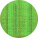 Round Machine Washable Abstract Green Modern Area Rugs, wshabs2698grn