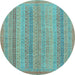 Round Abstract Light Blue Modern Rug, abs2698lblu