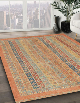 Abstract Chocolate Brown Modern Rug in Family Room, abs2698