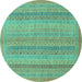 Round Abstract Turquoise Modern Rug, abs2698turq