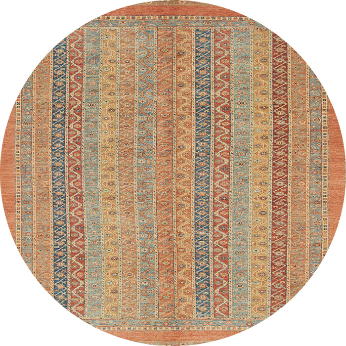 Round Machine Washable Abstract Chocolate Brown Rug, wshabs2698