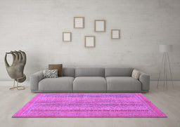Machine Washable Abstract Purple Modern Area Rugs in a Living Room, wshabs2698pur