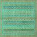 Square Abstract Turquoise Modern Rug, abs2698turq