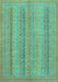 Machine Washable Abstract Turquoise Modern Area Rugs, wshabs2698turq