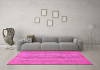 Machine Washable Abstract Pink Modern Rug, wshabs2698pnk