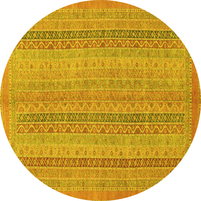 Round Abstract Yellow Modern Rug, abs2698yw