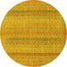 Round Abstract Yellow Modern Rug, abs2698yw