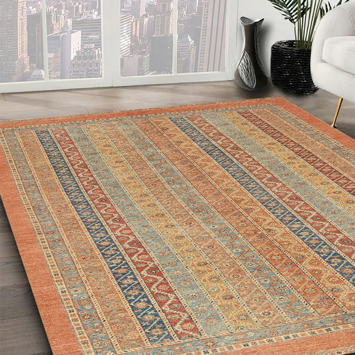 Machine Washable Abstract Chocolate Brown Rug in a Family Room, wshabs2698