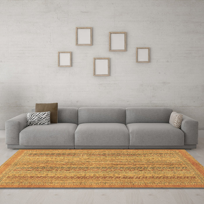 Machine Washable Abstract Brown Modern Rug in a Living Room,, wshabs2698brn