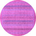 Round Machine Washable Abstract Purple Modern Area Rugs, wshabs2698pur