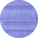 Round Abstract Blue Modern Rug, abs2698blu