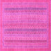 Square Machine Washable Abstract Pink Modern Rug, wshabs2698pnk